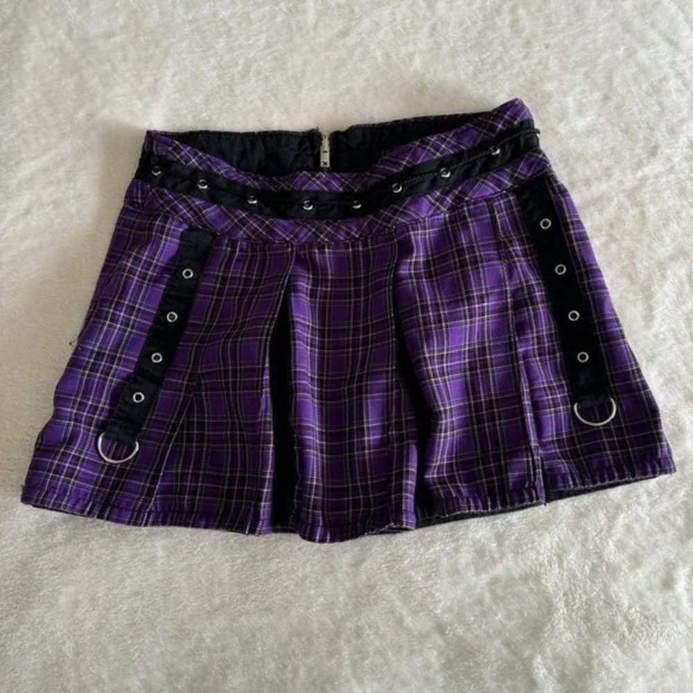 Tripp NYC Skirt Womens XS Purple‎ Plaid Mini Vtg Y2K Goth Grunge Punk Pleated